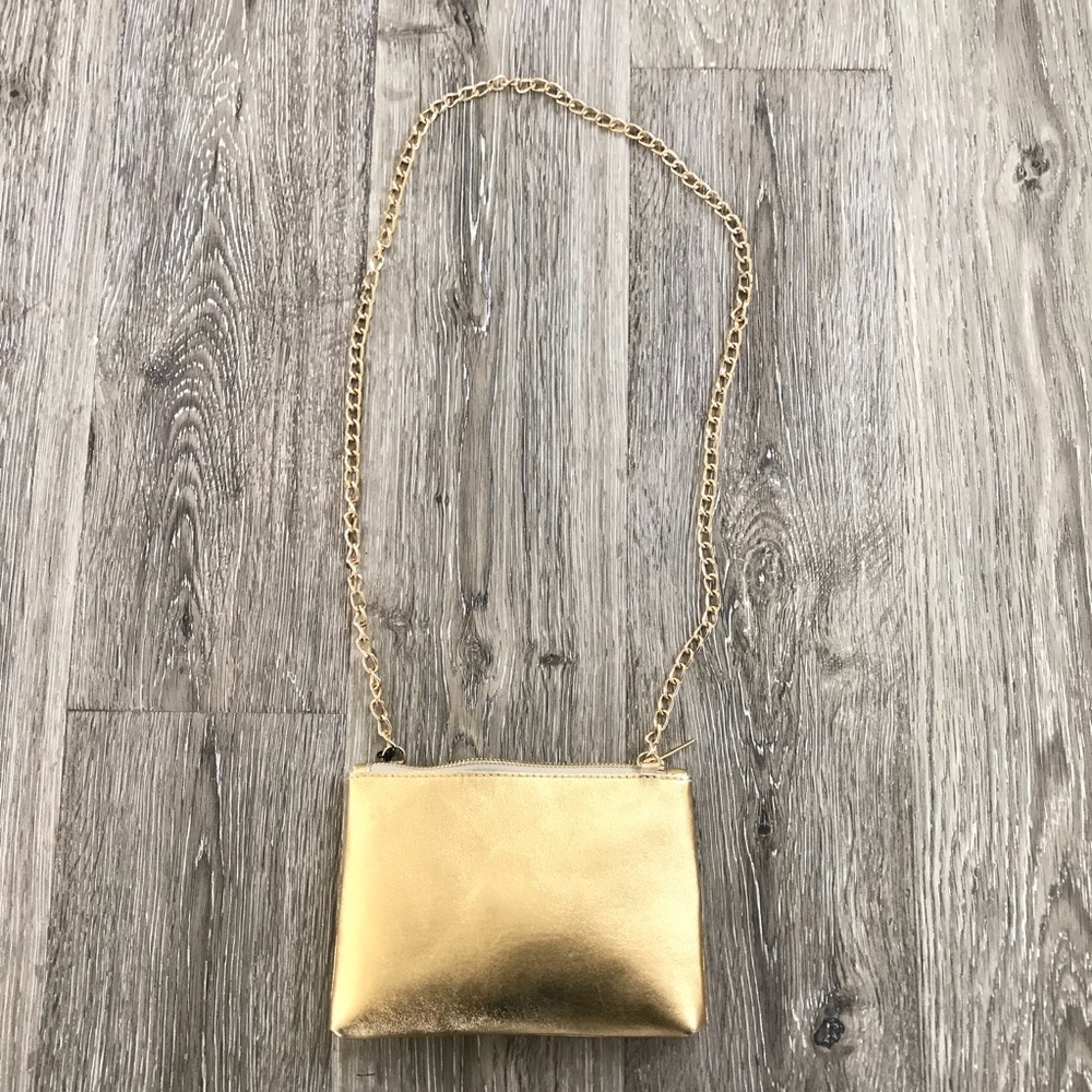 NEW Vittoria Napoli Pochette Gold Leather Bag